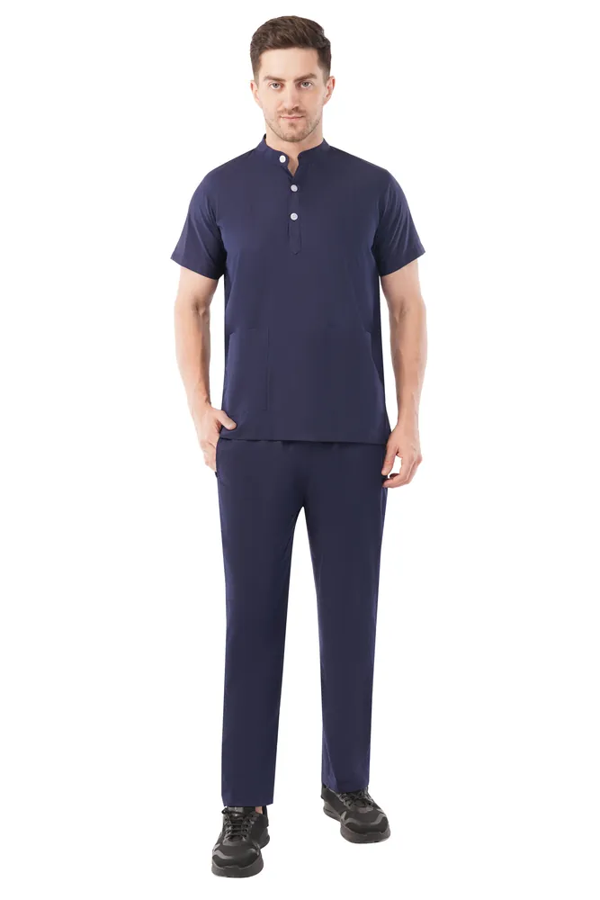 Mandarin Neck with 3 Buttons Mens Scrub